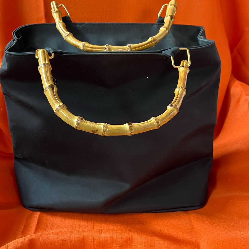 Black Tote with Bamboo-Style Handles
